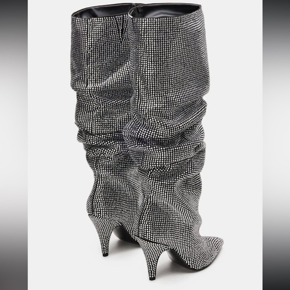 Steve Madden Silver Rhinestone Heeled Boots - Picture 4 of 9